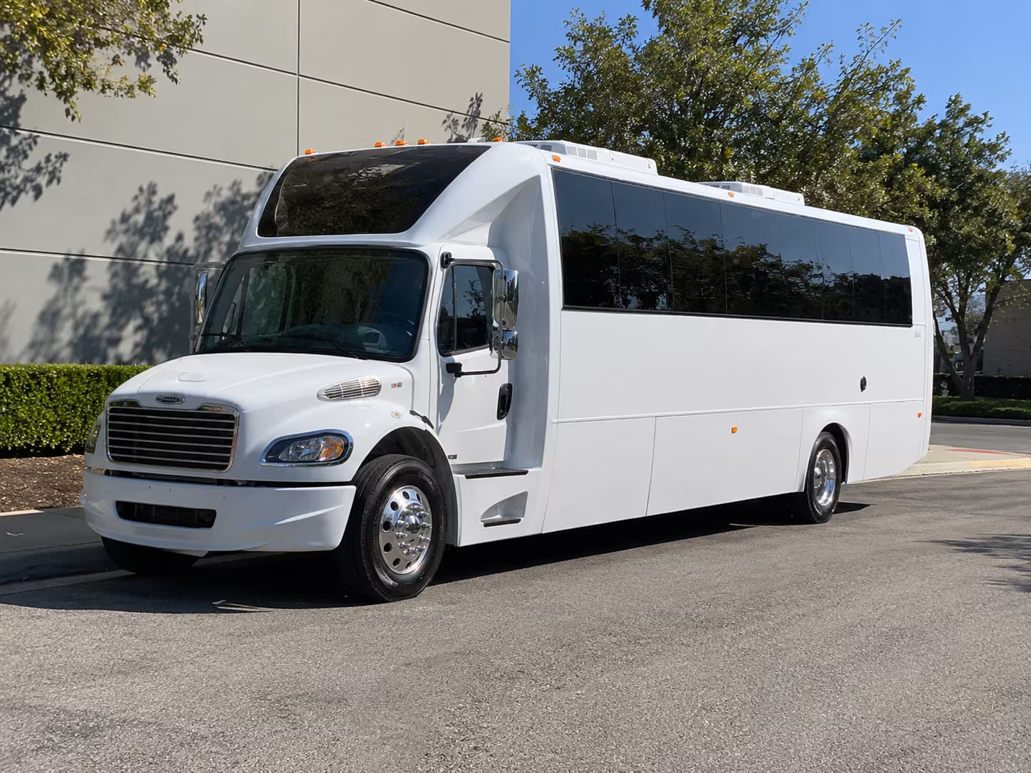 Group beside a Mercedes Sprinter limo in Lancaster