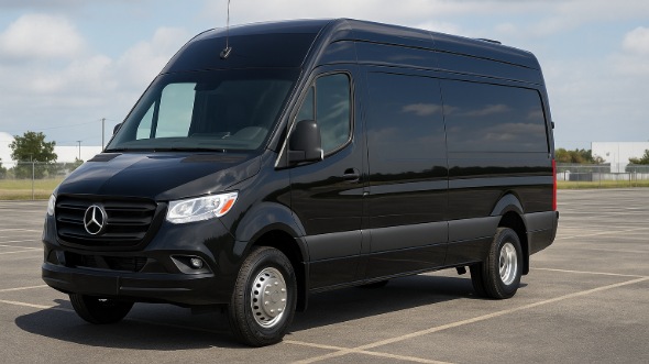 Exterior of Charter Bus Company Santa Clarita's 14 Passenger Sprinter Limousine in Santa Clarita