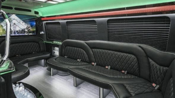 Interior of Charter Bus Company Santa Clarita's 15 Passenger Party Bus in Santa Clarita
