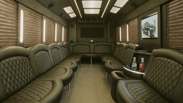 Interior of Charter Bus Company Pasadena's 25 Passenger Party Bus in Pasadena