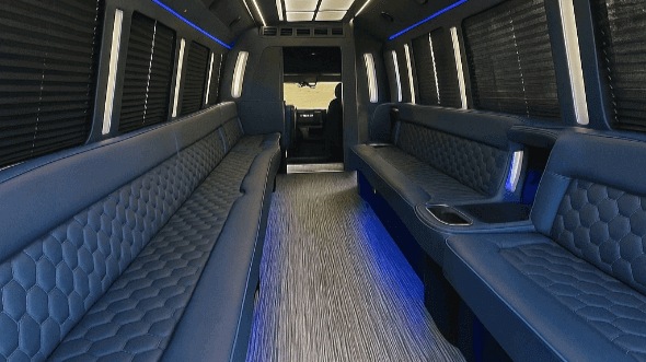 Interior of Charter Bus Company Pomona's 25 Passenger Party Bus in Pomona