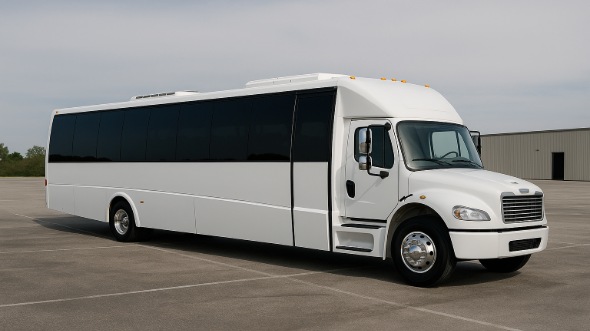 Exterior of Charter Bus Company West Covina's 25 Passenger Party Bus in West Covina