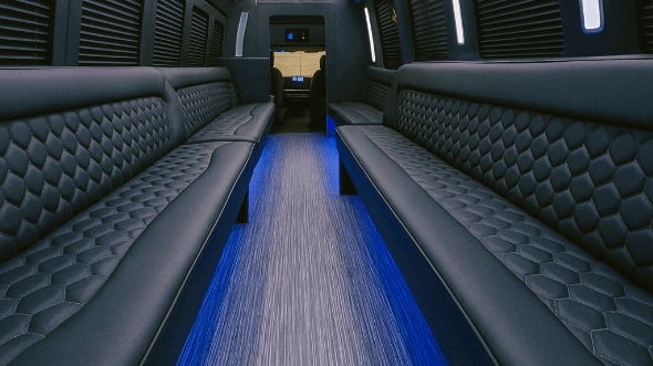 Interior of Lancaster Party Bus Company's 30 Passenger Party Bus in Lancaster