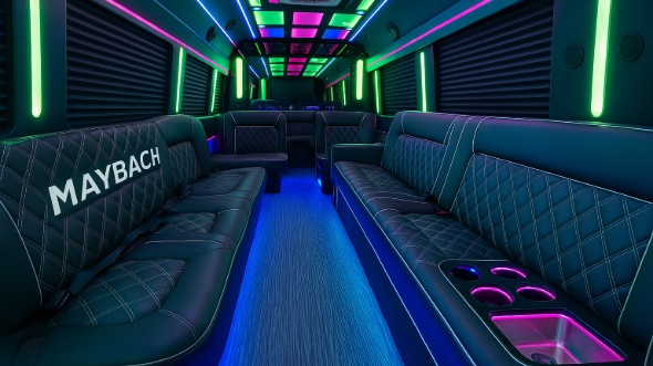 Interior of Charter Bus Company Pasadena's 30 Passenger Party Bus in Pasadena