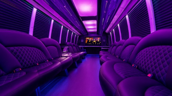 Interior of Charter Bus Company Simi Valley's 30 Passenger Party Bus in Simi Valley
