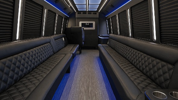Interior of Charter Bus Company Burbank's 40 Passenger Party Bus in Burbank