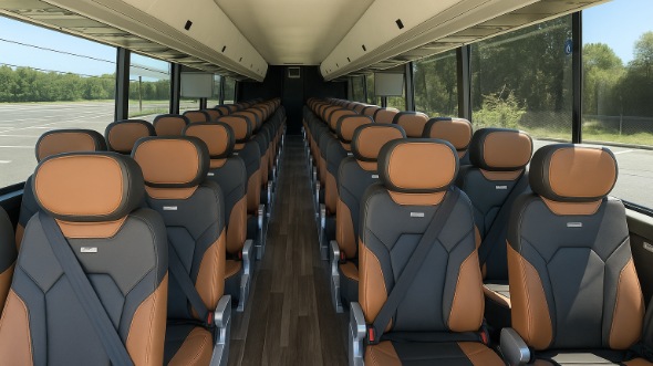 Interior of Charter Bus Company Lancaster's 55 Passenger Charter Bus in Lancaster